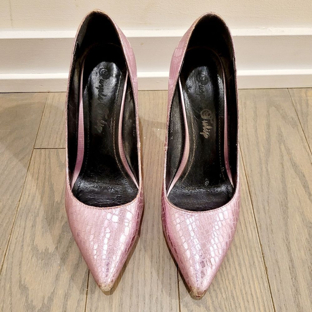 2/$20 Y2K Shiny Pink High Heels Shoes US 7.5 - Picture 3 of 13
